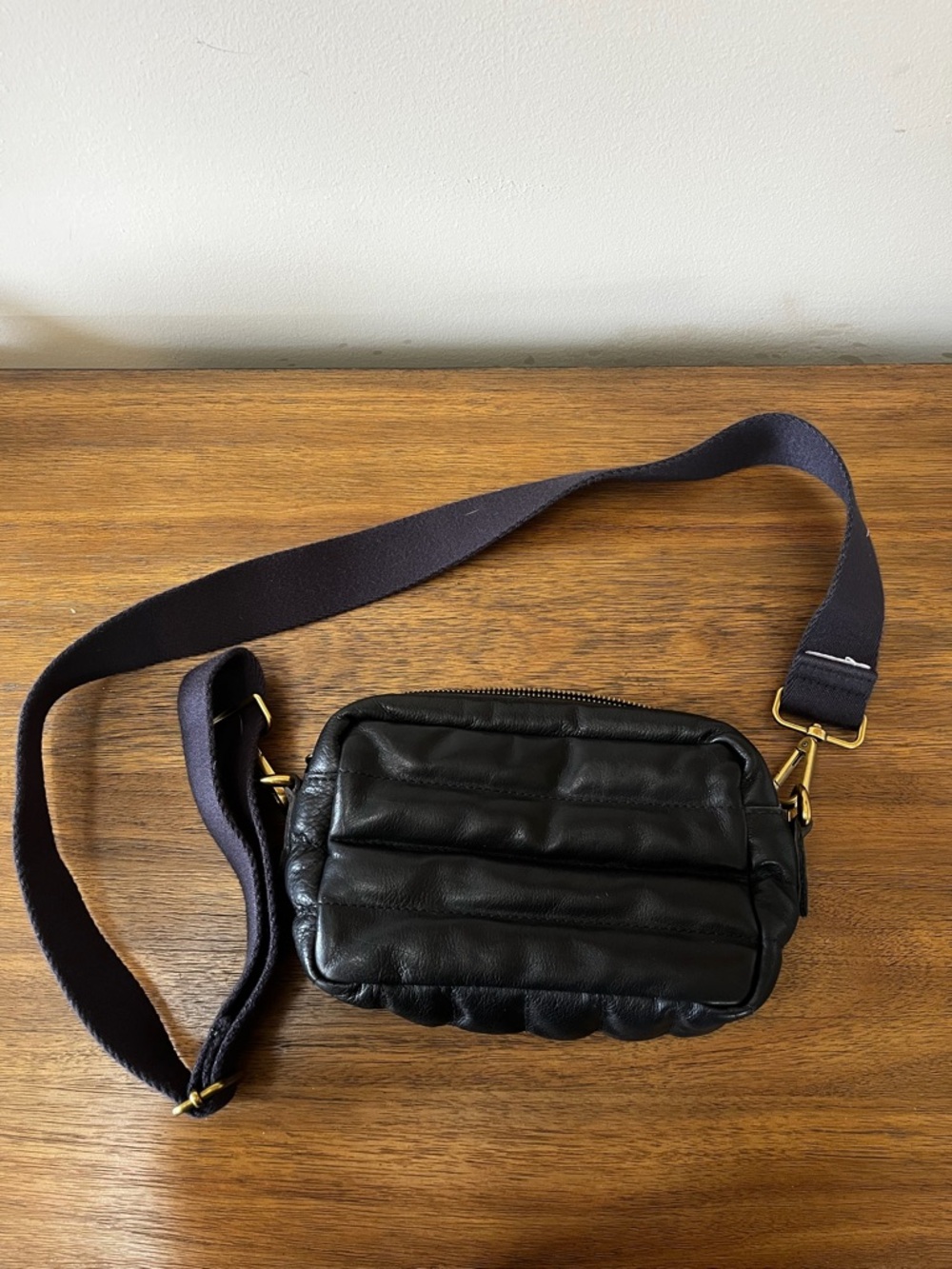 Madewell Puff Transport Camera Bag Black Leather Crossbody